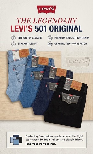Levis 501 mens denim - mens, jeans